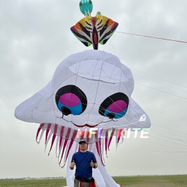 New Arrival Soft Inflatable 15M Jellyfish Kite Pendant 40d Nylon Ripstop Adults High Quality Colorful Animal Show Kites 