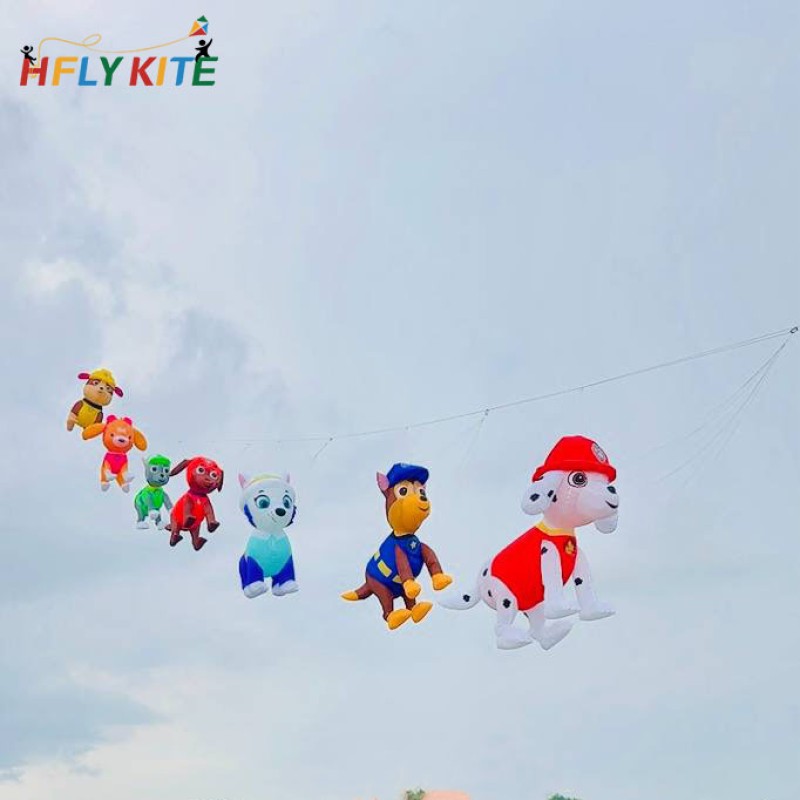 A group of six  kites rendant of the PAW Patrol 40d ripstop nylon 