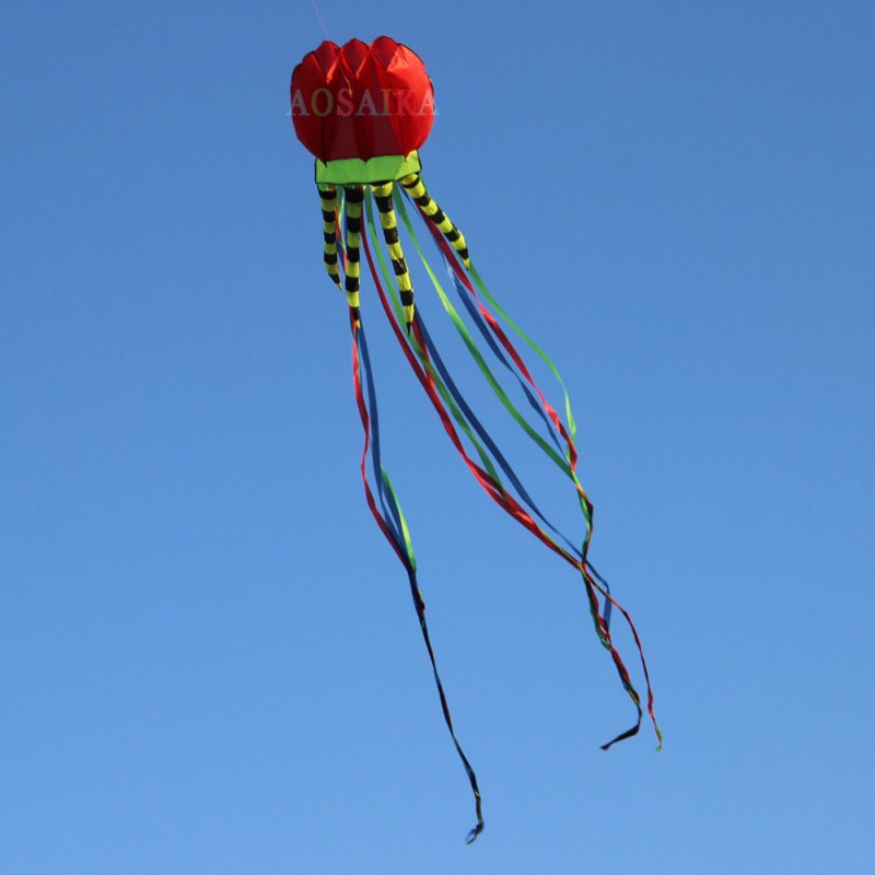 New Arrival Soft Inflatable 105*500cm Jellyfish Kite Polyester cloth For Adults High Quality Colorful Animal Show Kites 