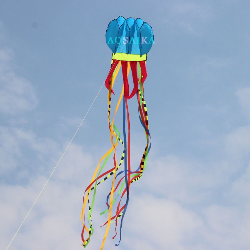 New Arrival Soft Inflatable 105*500cm Jellyfish Kite Polyester cloth For Adults High Quality Colorful Animal Show Kites 