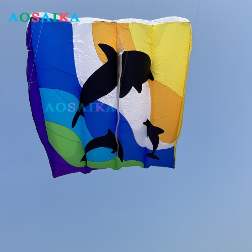 New Arrival Soft Inflatable 12sqm/16sqm Dolphin Flowfrom Kite 40d Nylon Ripstop Adults High Quality Colorful Animal Show Kites