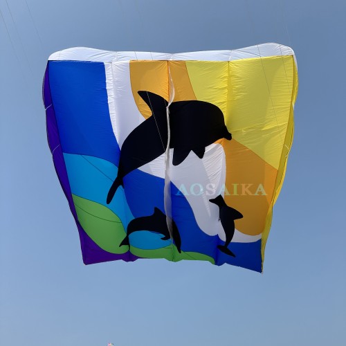 New Arrival Soft Inflatable 12sqm/16sqm Dolphin Flowfrom Kite 40d Nylon Ripstop Adults High Quality Colorful Animal Show Kites