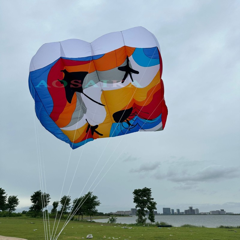 New Arrival Soft Inflatable 12sqm/16sqm Pilot Kite 40d Ripstop Nylon For Adults High Quality Colorful Show Kites 