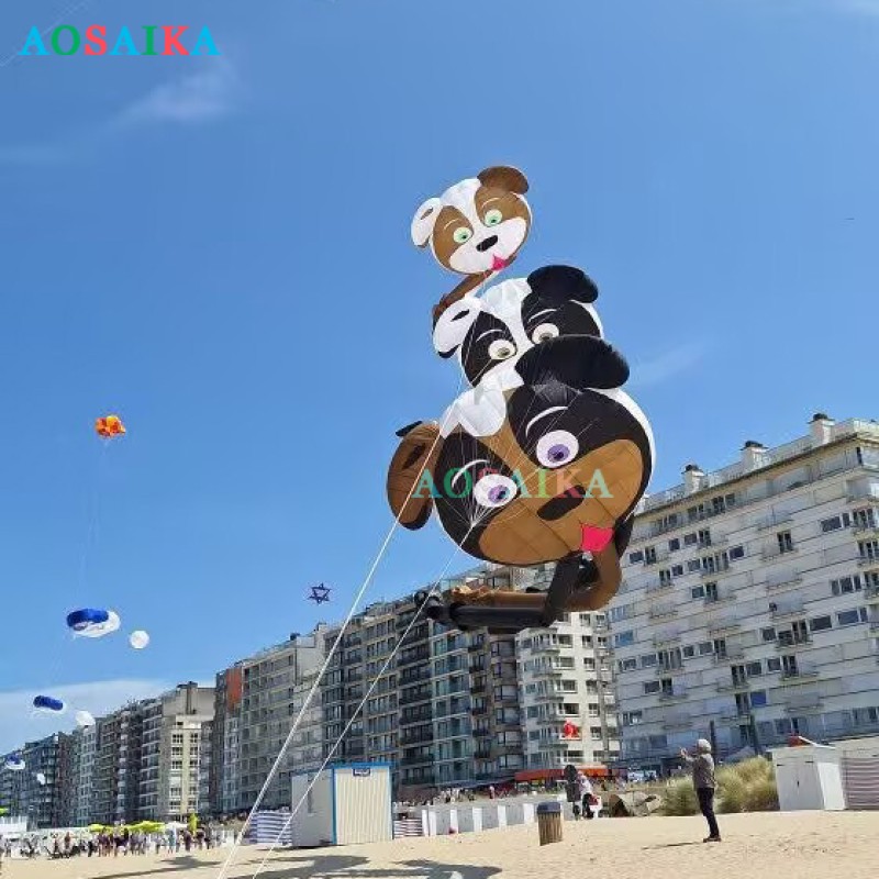 New Arrival Soft Inflatable 8M Cat And Dog Kite Pendant 40d Nylon Ripstop Adults High Quality Colorful Animal Show Kites