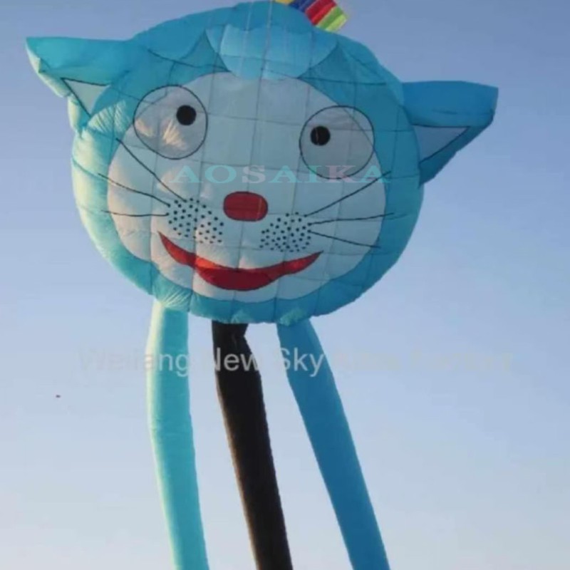 New Arrival Soft Inflatable 8M Cat And Dog Kite Pendant 40d Nylon Ripstop Adults High Quality Colorful Animal Show Kites 