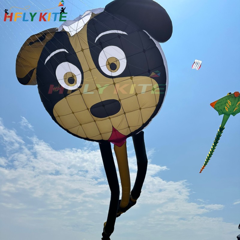 New Arrival Soft Inflatable 4*14M Dog Kite Pendant 40d Nylon Ripstop Adults High Quality Colorful Animal Show Kites 