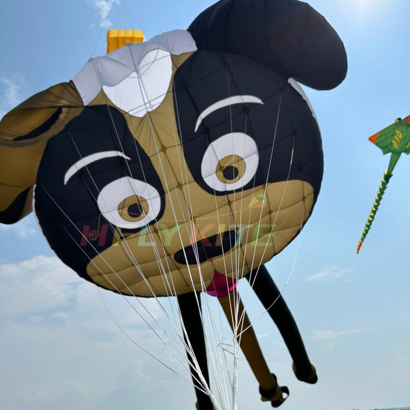New Arrival Soft Inflatable 4*14M Dog Kite Pendant 40d Nylon Ripstop Adults High Quality Colorful Animal Show Kites 