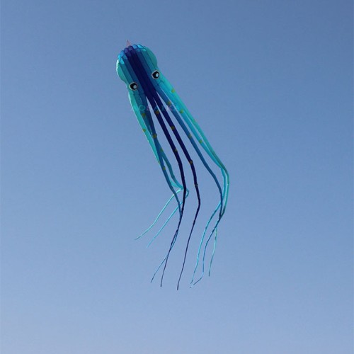 New Arrival Soft Inflatable 15M The Smurfs Octopus Kite Polyester cloth Adults High Quality Colorful Animal Show Kites
