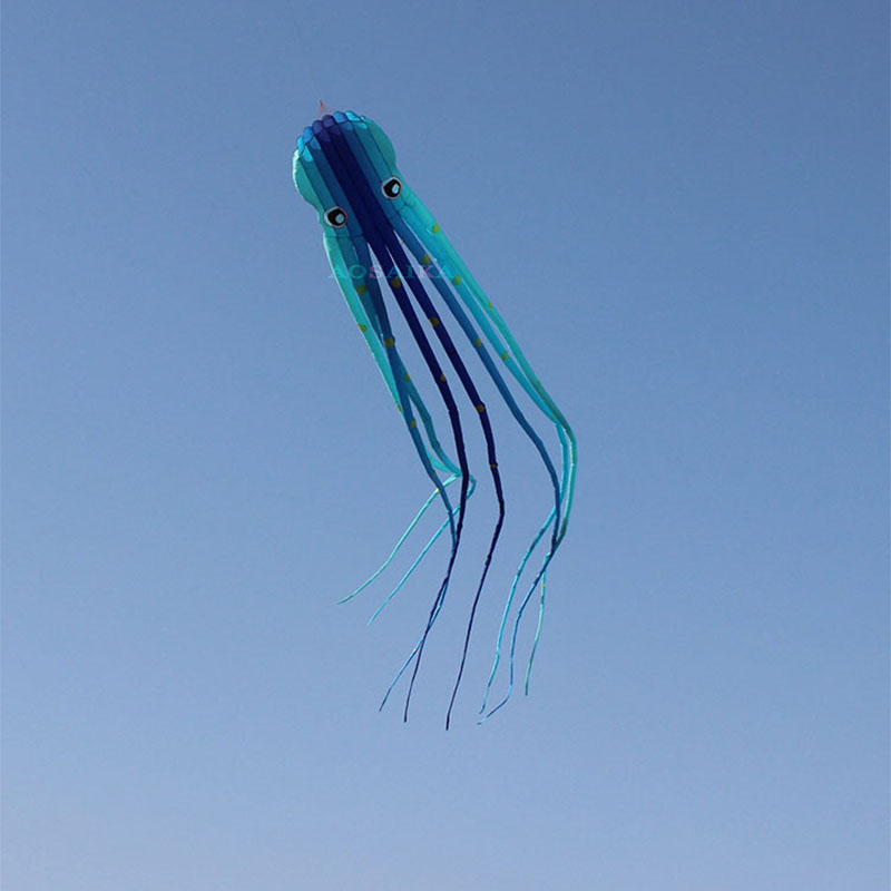 New Arrival Soft Inflatable 15M The Smurfs Octopus Kite Polyester cloth Adults High Quality Colorful Animal Show Kites 