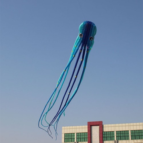 New Arrival Soft Inflatable 15M The Smurfs Octopus Kite Polyester cloth Adults High Quality Colorful Animal Show Kites