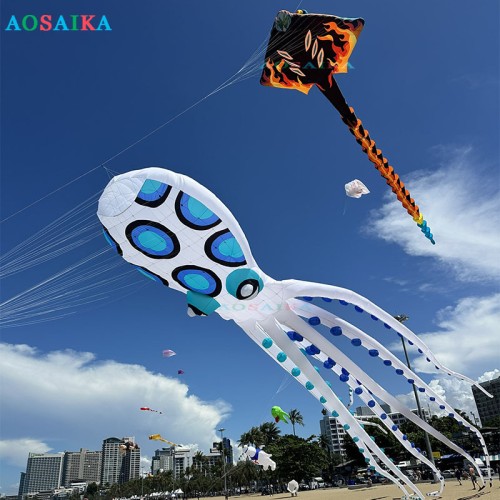 20-30-40m octopus Kite Pendant 40d Ripstop Nylon For Adults High Quality Colorful Show Kite