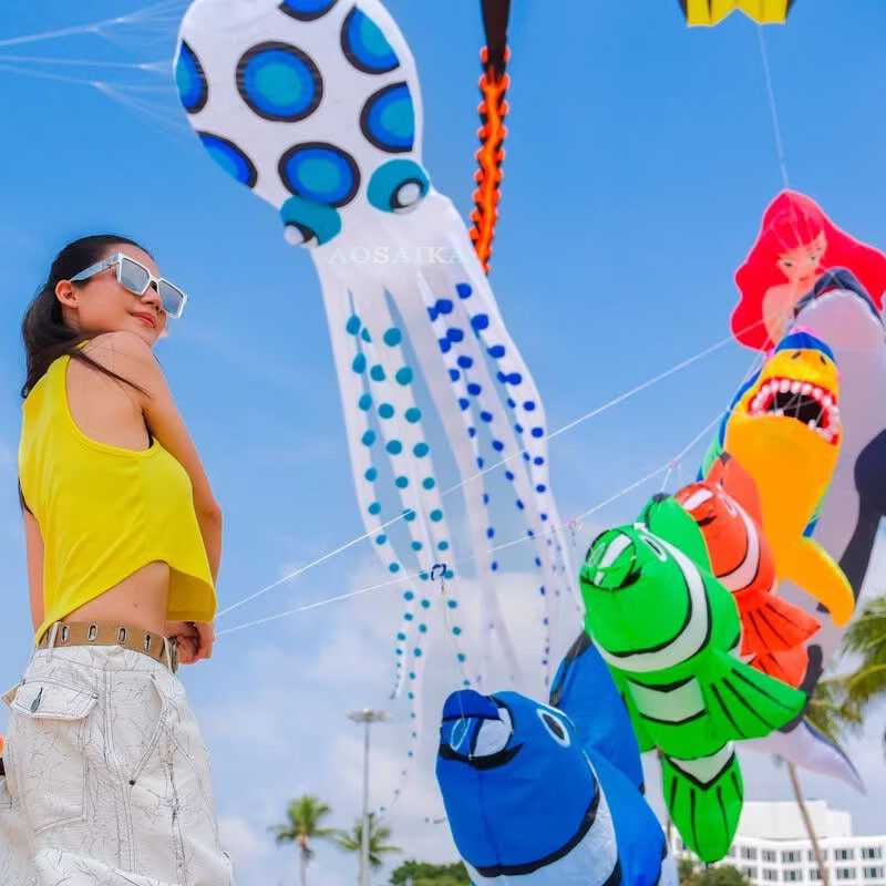 20-30-40m octopus Kite Pendant 40d Ripstop Nylon For Adults High Quality Colorful Show Kite 