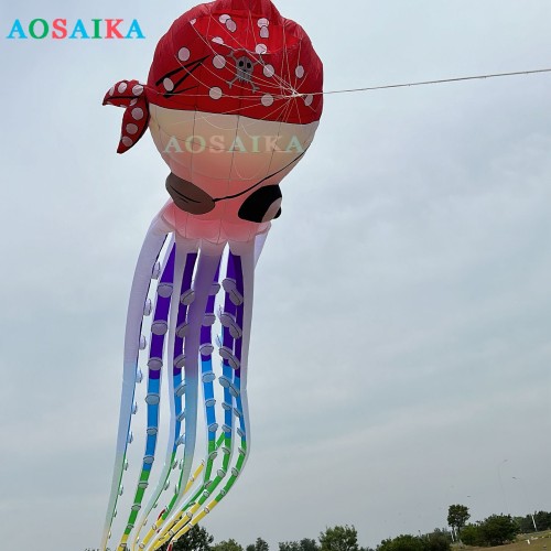 New Arrival Soft Inflatable 20m/40m Pirate Octopus Kite Pendant 40d Ripstop Nylon For Adults High Quality Colorful Animal Show Kites