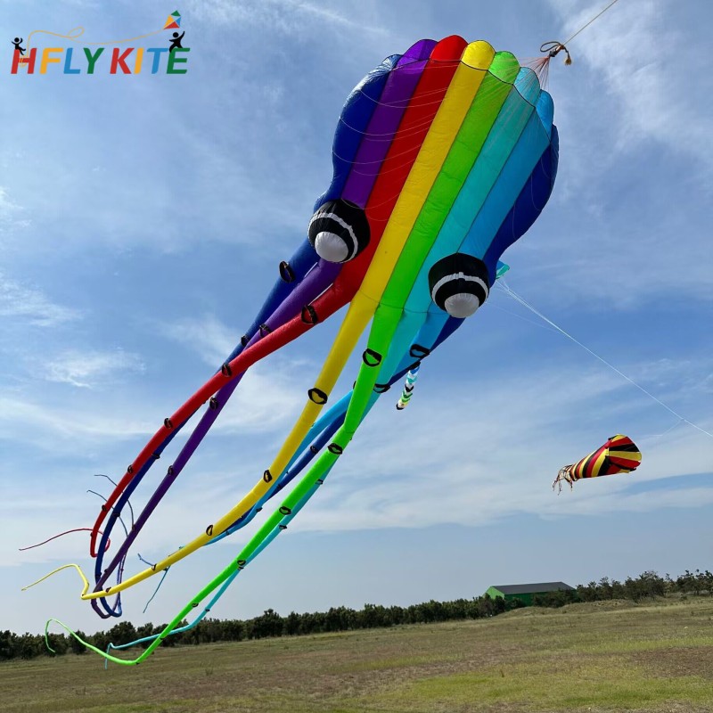 23M rainbow octopus kite rendant 40d ripstop nylon