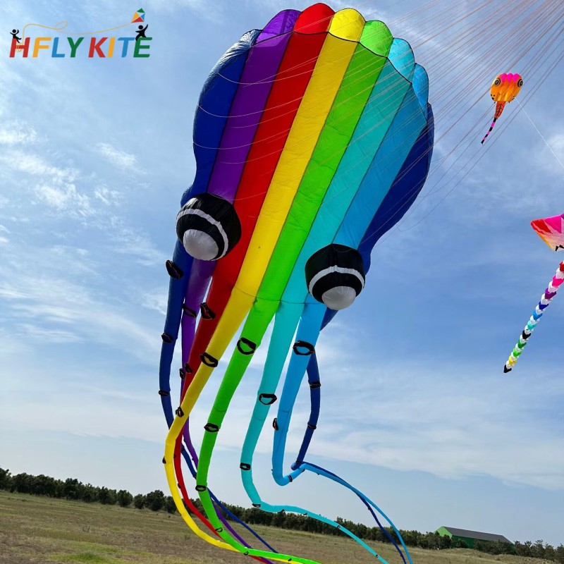 23M rainbow octopus kite rendant 40d ripstop nylon 