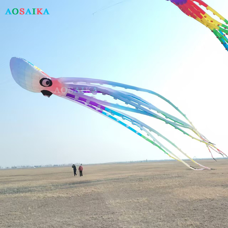 New Arrival Soft Inflatable 30M Octopus Kite Pendant 40d Ripstop Nylon For Adults High Quality Colorful Show Kites 