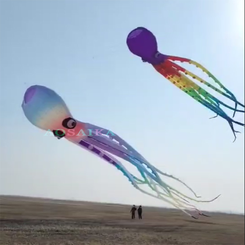 New Arrival Soft Inflatable 30M Octopus Kite Pendant 40d Ripstop Nylon For Adults High Quality Colorful Show Kites 