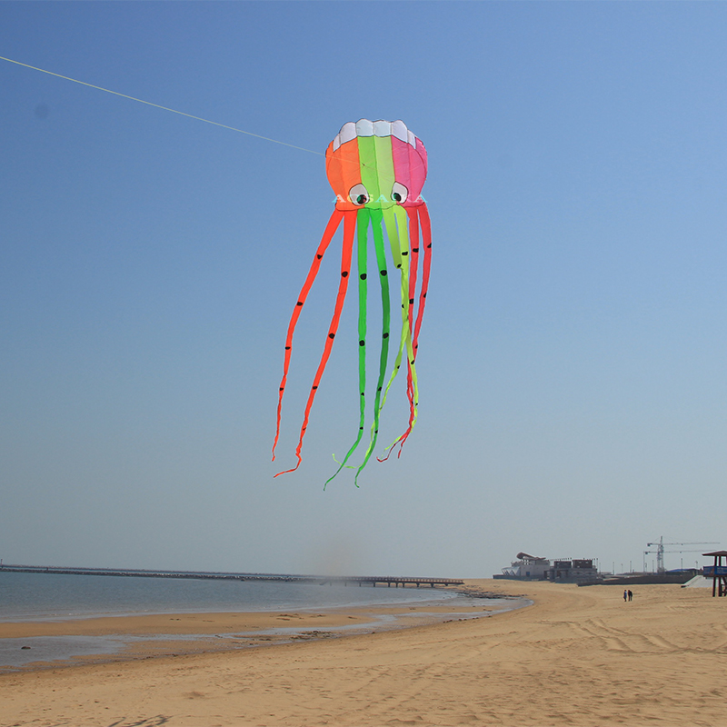 New Arrival Soft Inflatable 8m Colourful Octopus Kite Polyester cloth For Adults High Quality Colorful Animal Show Kites 