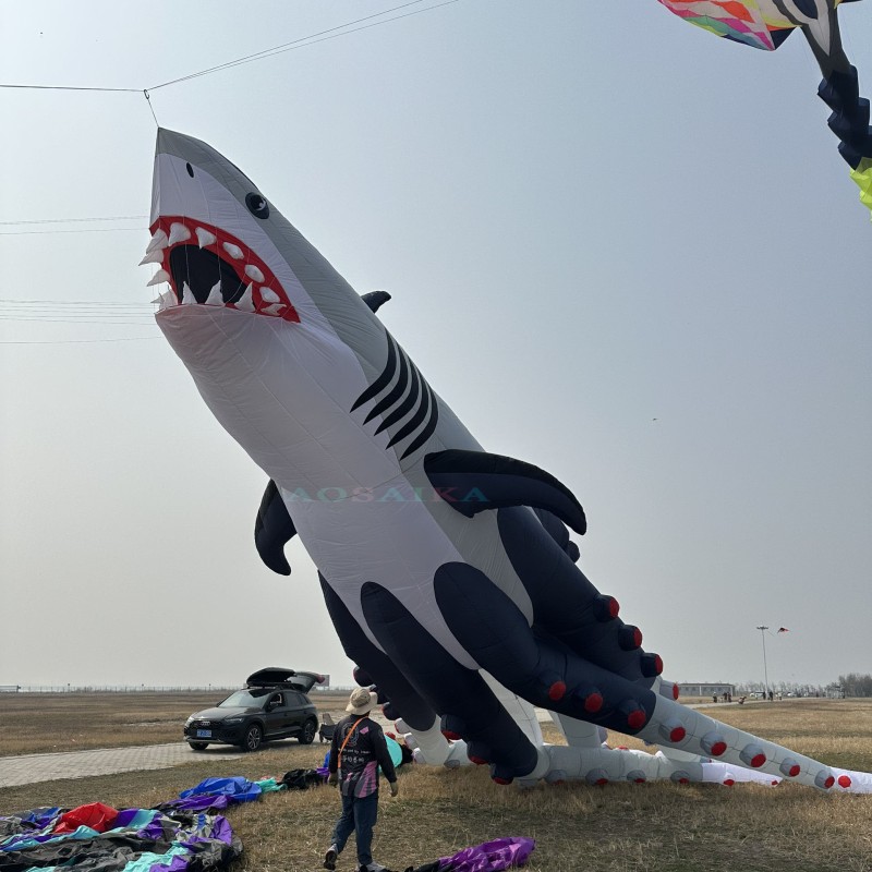 New Arrival Soft Inflatable 18m Octo sharks kite pendant 40d ripstop nylon For Adults High Quality Colorful Show Kites 