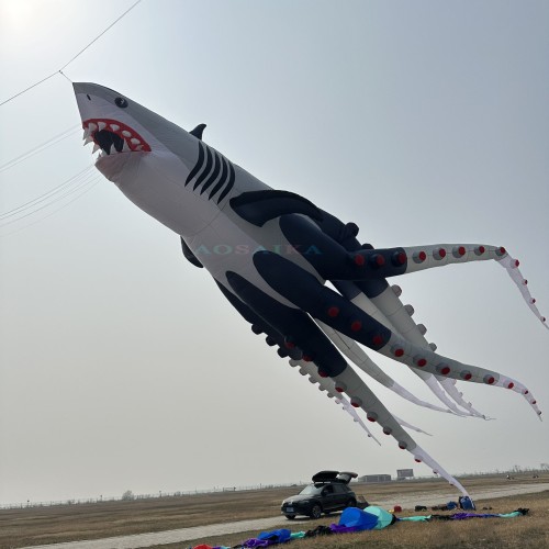 New Arrival Soft Inflatable 18m Octo sharks kite pendant 40d ripstop nylon For Adults High Quality Colorful Show Kites