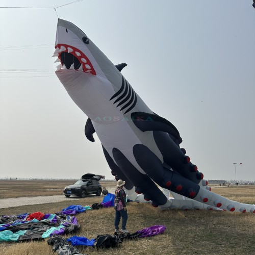New Arrival Soft Inflatable 18m Octo sharks kite pendant 40d ripstop nylon For Adults High Quality Colorful Show Kites
