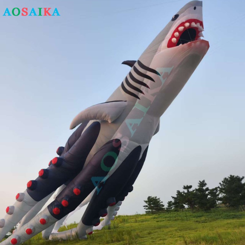 New Arrival 30M Octo sharks Kite Pendant 40d Ripstop Nylon For Adults High Quality Show Kites