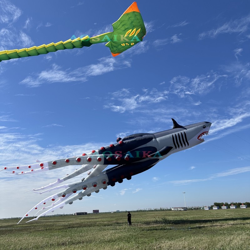 New Arrival 30M Octo sharks Kite Pendant 40d Ripstop Nylon For Adults High Quality Show Kites 