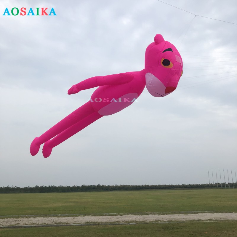 8m Pink Panther Kite Pendant 40d Ripstop Nylon For Adults High Quality Colorful Animal Show Kites 
