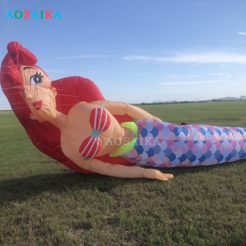 New Arrival Soft Inflatable 10M Mermaid Kite Pendant 40d Ripstop Nylon Adults High Quality Colorful Show Kites