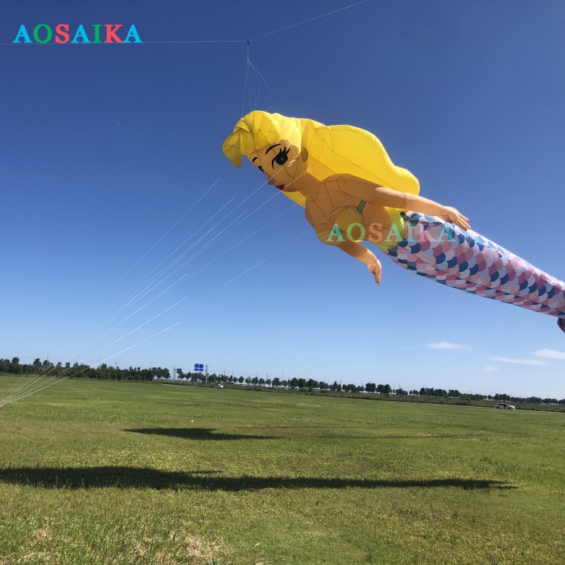 New Arrival Soft Inflatable 10M Mermaid Kite Pendant 40d Ripstop Nylon Adults High Quality Colorful Show Kites