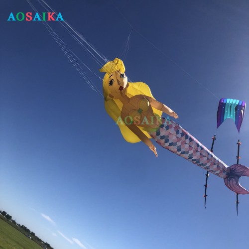 New Arrival Soft Inflatable 10M Mermaid Kite Pendant 40d Ripstop Nylon Adults High Quality Colorful Show Kites