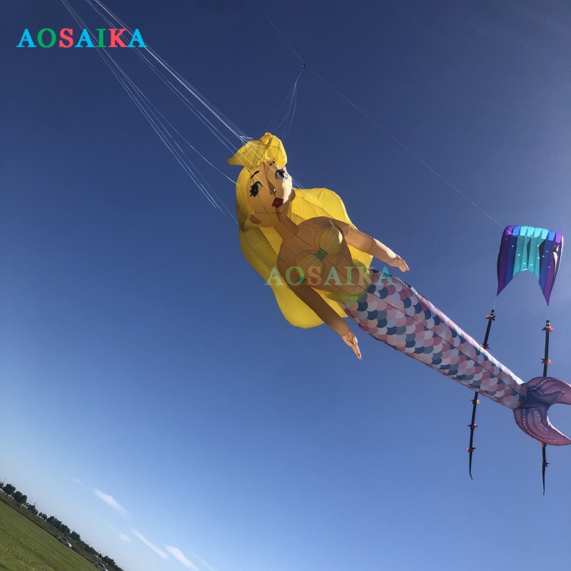 New Arrival Soft Inflatable 10M Mermaid Kite Pendant 40d Ripstop Nylon Adults High Quality Colorful Show Kites 