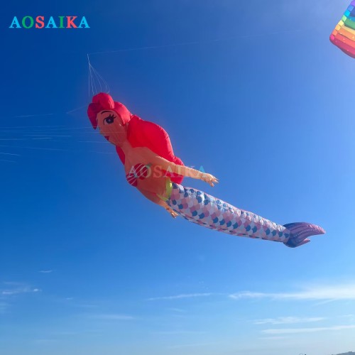 New Arrival Soft Inflatable 10M Mermaid Kite Pendant 40d Ripstop Nylon Adults High Quality Colorful Show Kites