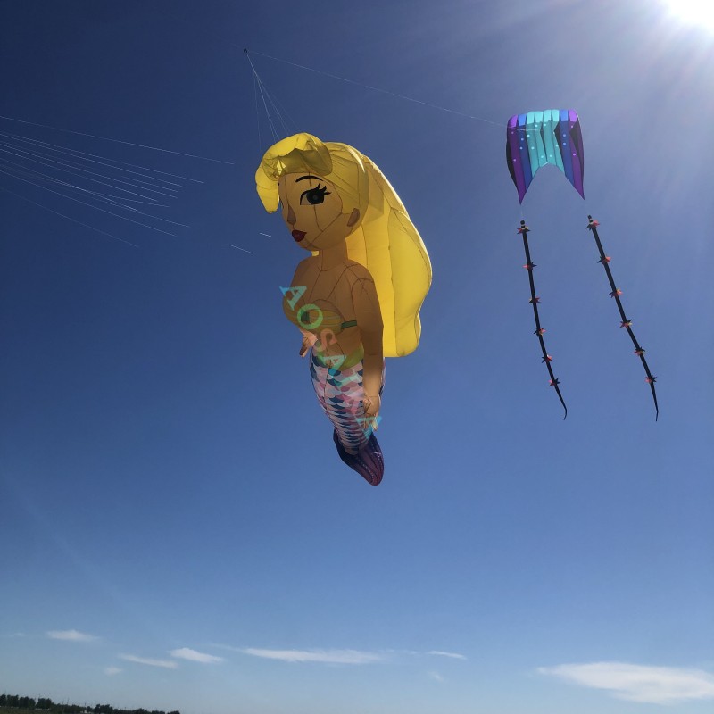 New Arrival Soft Inflatable 10M Mermaid Kite Pendant 40d Ripstop Nylon Adults High Quality Colorful Show Kites 