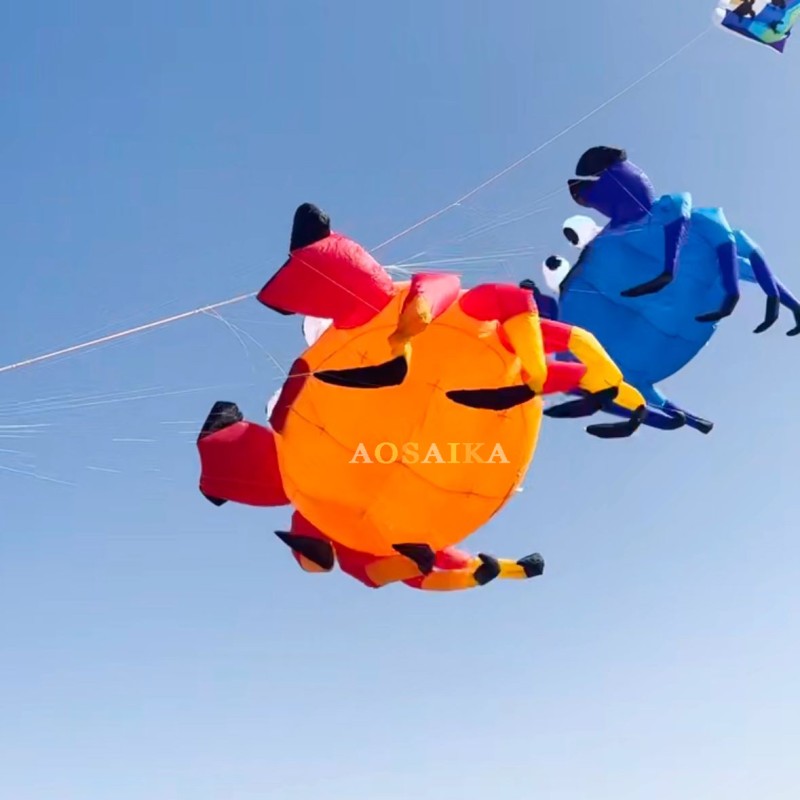New Arrival Soft Inflatable 3.2M Crab Kite Pendant 40d Nylon Ripstop Adults High Quality Colorful Animal Show Kites 