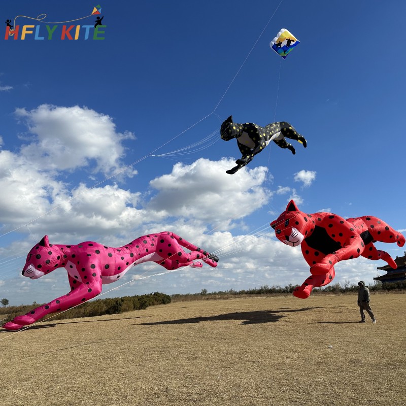 15m Soft Inflatable  Leopard Kite Line Laundry High Quality Ripstop Nylon Kite Pendant