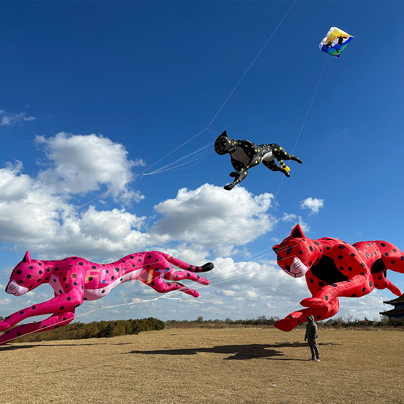 15m Soft Inflatable  Leopard Kite Line Laundry High Quality Ripstop Nylon Kite Pendant 