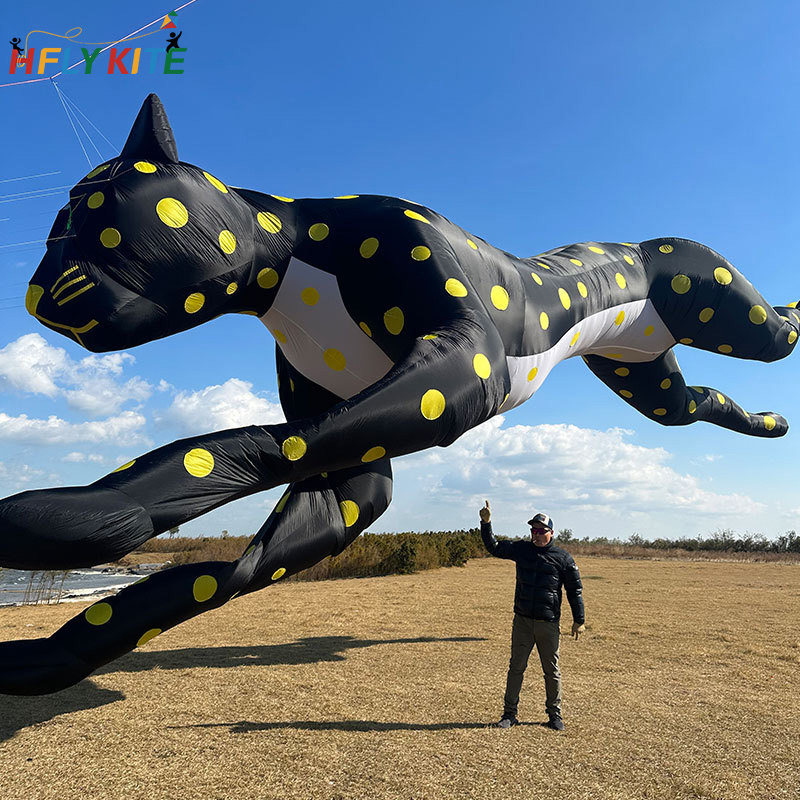 15m Soft Inflatable  Leopard Kite Line Laundry High Quality Ripstop Nylon Kite Pendant 