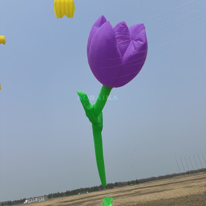 12m Tulip kite pendant 40d ripstop nylon For Adults High Quality Colorful Show Kites 
