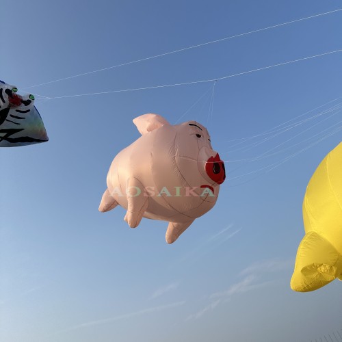 New Arrival Soft Inflatable 3M Flying Pig Kite Pendant 40d Ripstop Nylon For Adults High Quality Colorful Animal Show Kites