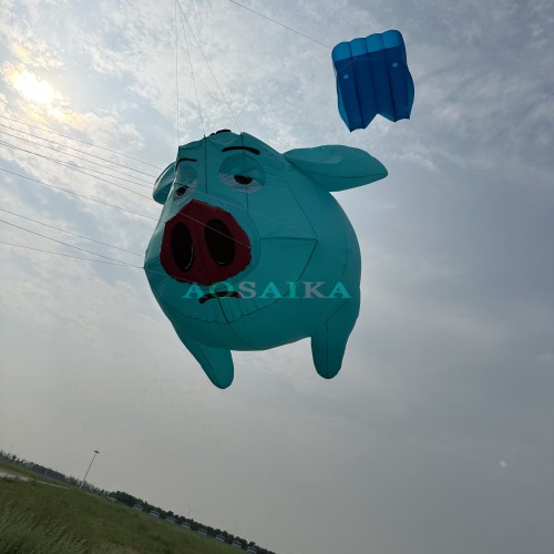 New Arrival Soft Inflatable 3M Flying Pig Kite Pendant 40d Ripstop Nylon For Adults High Quality Colorful Animal Show Kites