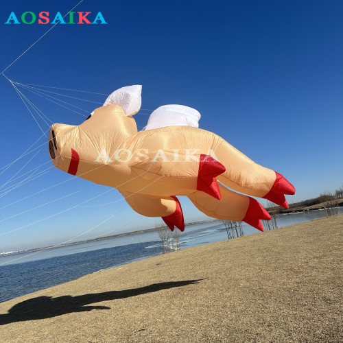 New Arrival Soft Inflatable 6M Flying pig Kite Pendant 40d Ripstop Nylon For Adults High Quality Colorful Animal Show Kites