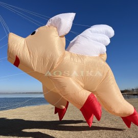 New Arrival Soft Inflatable 6M Flying pig Kite Pendant 40d Ripstop Nylon For Adults High Quality Colorful Animal Show Kites 