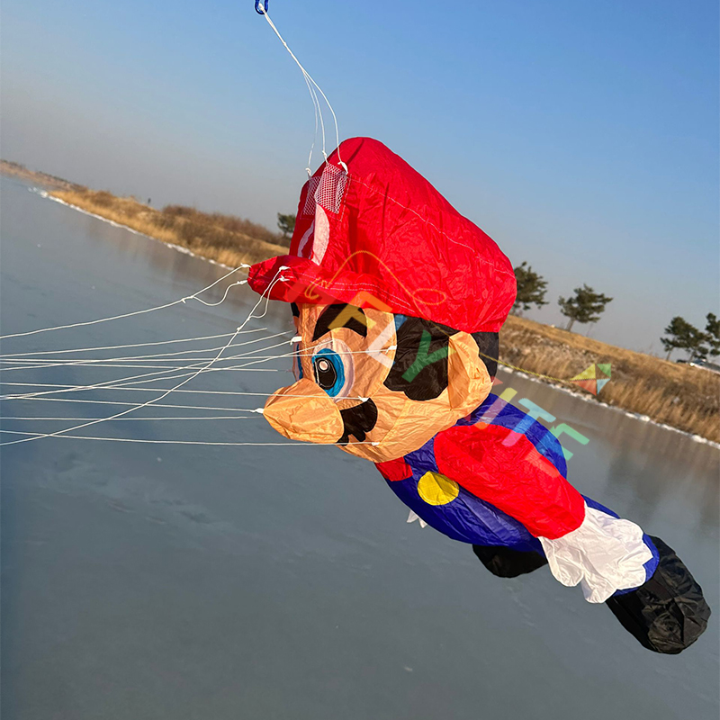 New Arrival Soft Inflatable 1m/2m Mario Kite Pendant 40d Ripstop Nylon For Adults High Quality Show Kites 