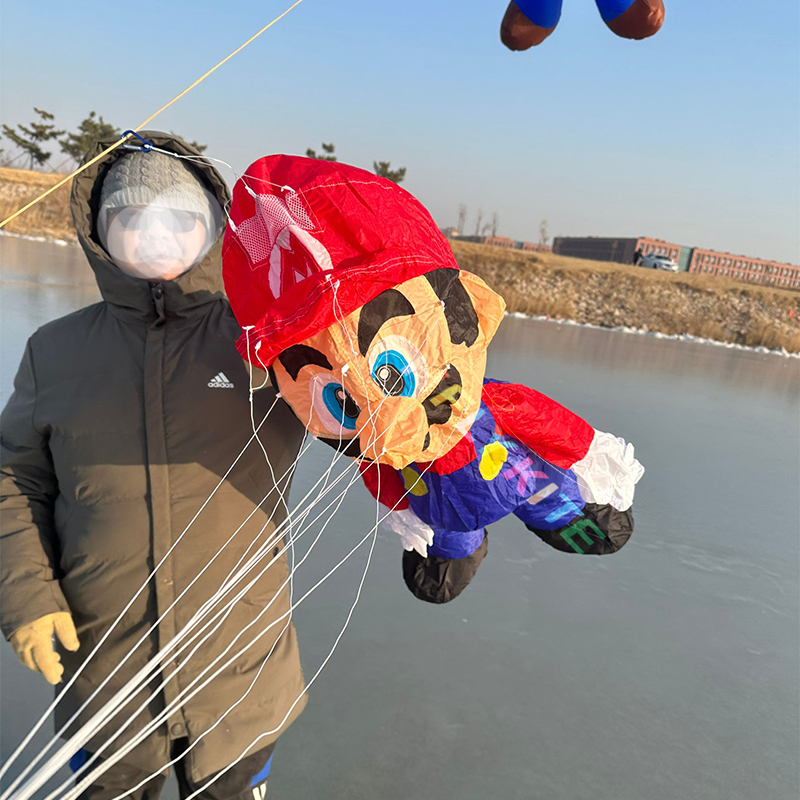 New Arrival Soft Inflatable 1m/2m Mario Kite Pendant 40d Ripstop Nylon For Adults High Quality Show Kites 