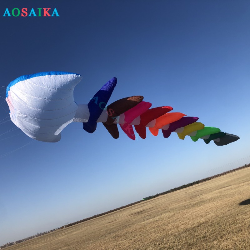 5m/10m Fish bone Kite Pendant 40d Ripstop Nylon For Adults High Quality Colorful Show Kites 