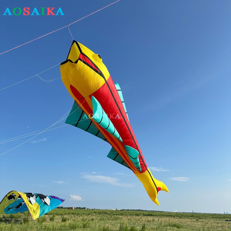 New Arrival Soft Inflatable Soft Inflatable 7.5M Fish kite pendant 40d ripstop nylon For Adults High Quality Colorful Animal Show Kites 