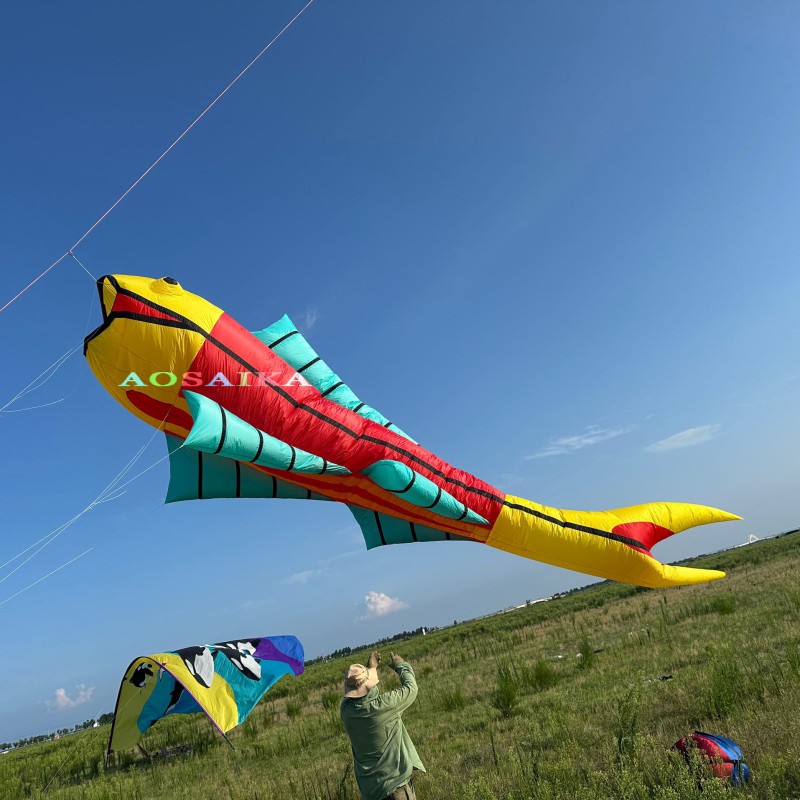 New Arrival Soft Inflatable Soft Inflatable 7.5M Fish kite pendant 40d ripstop nylon For Adults High Quality Colorful Animal Show Kites 