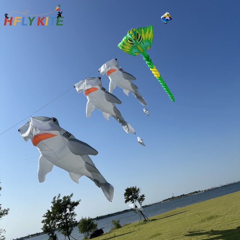 7M hammerhead shark kite rendant 40d ripstop nylon