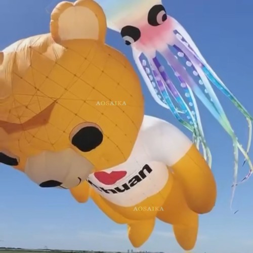 20m Bear Kite Pendant 40d Ripstop Nylon For Adults High Quality Colorful Show Kites